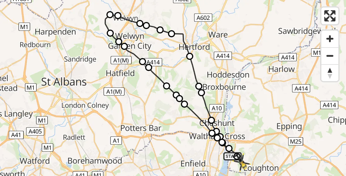 Flight route Police Helicopter Epping Forest - Sewardstonebury, 16 July 2026, 18:11