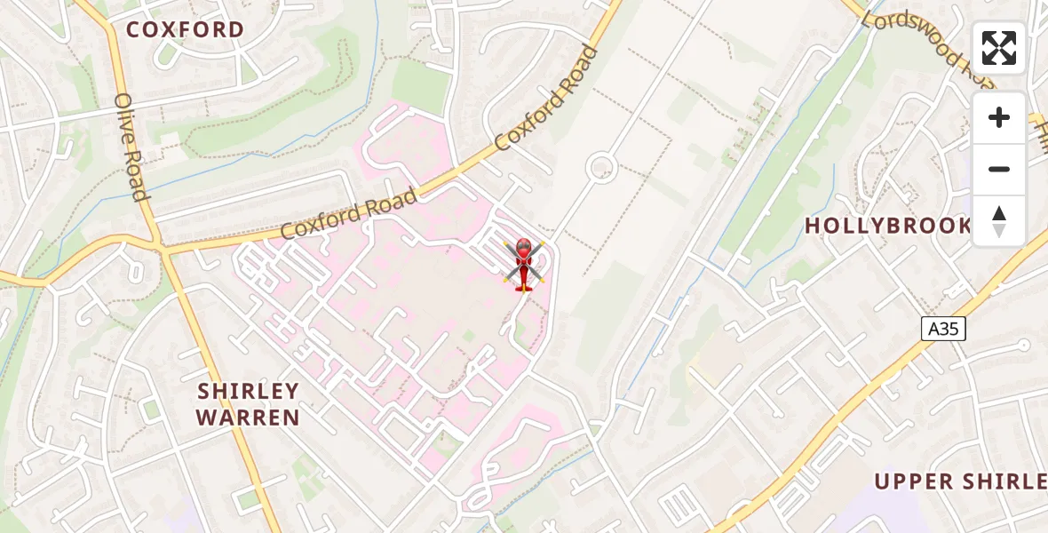 Flight route Air Ambulance Helicopter University Hospital Southampton - University Hospital Southampton, 16 July 2026, 18:56
