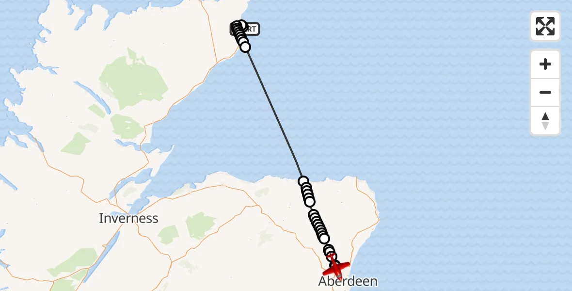 Flight route Air Ambulance Aircraft Wick John O'Groats Airport - Dyce and Stoneywood, 16 July 2026, 20:17