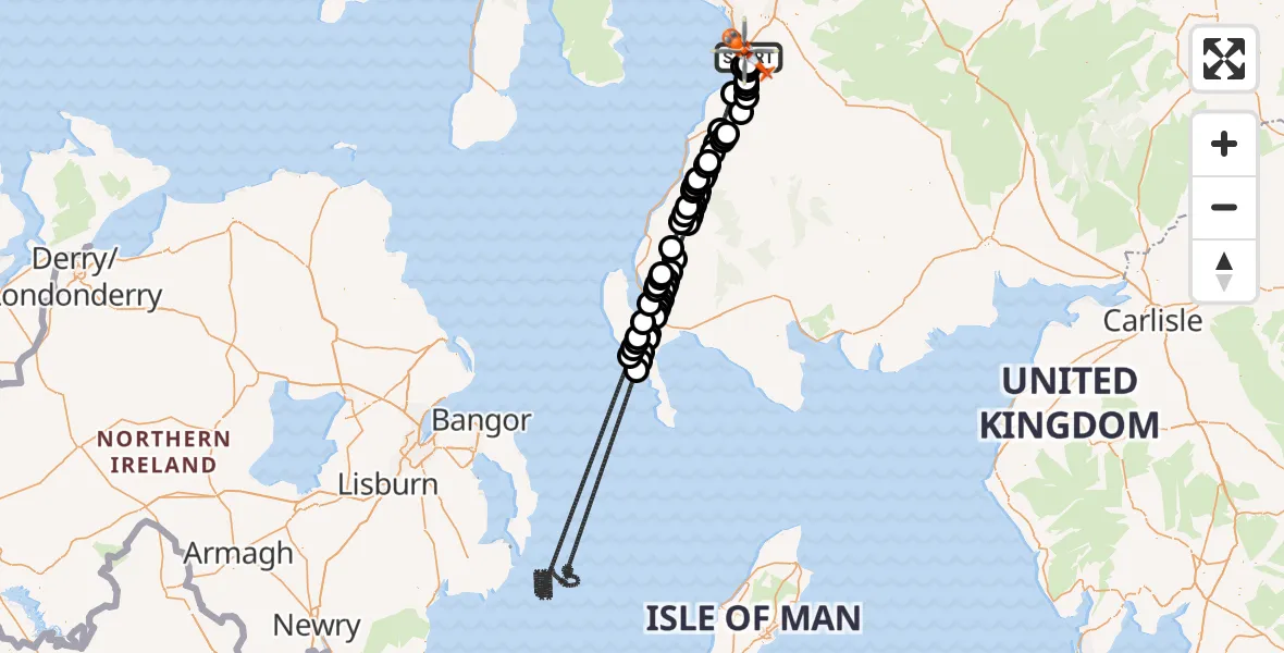 Flight route Coastguard Helicopter Glasgow Prestwick Airport - Glasgow Prestwick Airport, 16 July 2026, 20:26