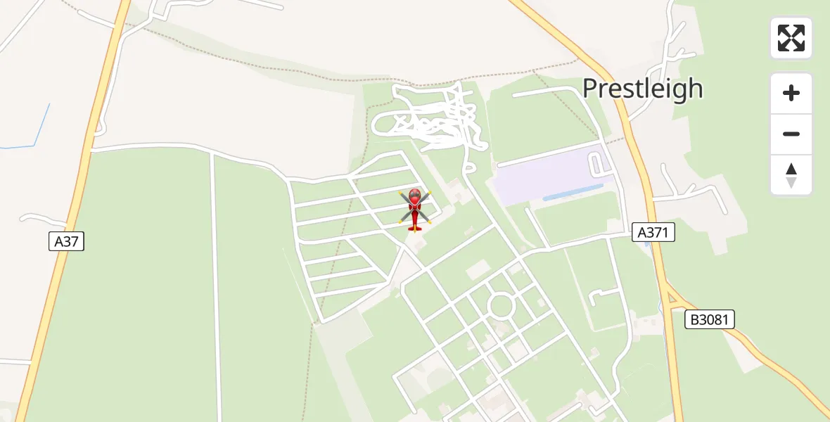 Flight route Air Ambulance Helicopter Prestleigh - Prestleigh, 16 July 2026, 22:19