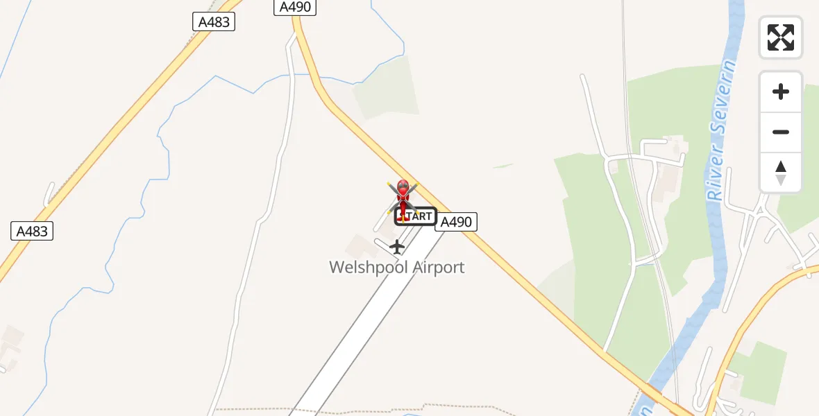 Flight route Air Ambulance Helicopter Welshpool Airport - Welshpool Airport, 17 July 2026, 00:39