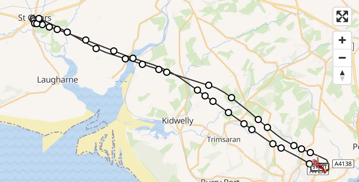 Flight route Air Ambulance Helicopter Dafen - Dafen, 17 July 2026, 12:25