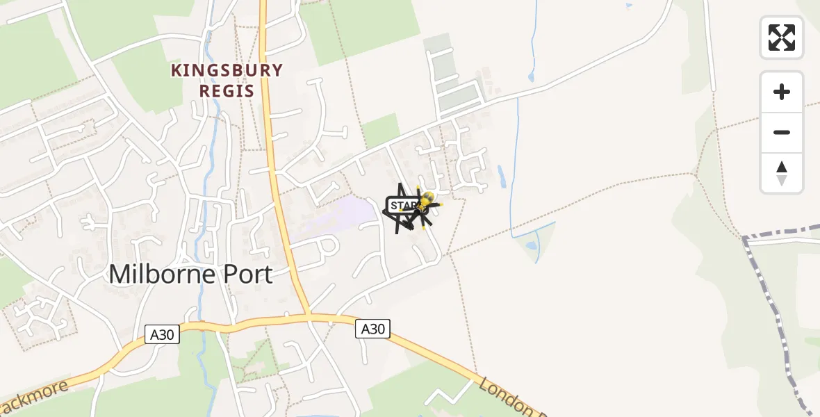 Flight route Police Helicopter Milborne Port - Milborne Port, 17 July 2026, 13:38
