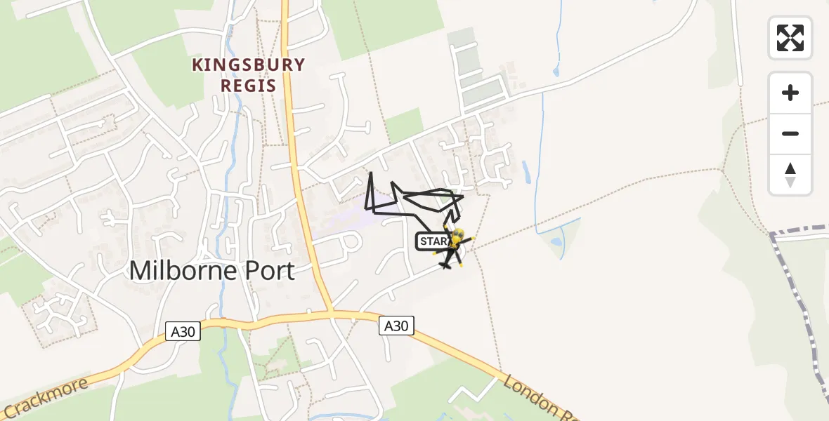 Flight route Police Helicopter Milborne Port - Milborne Port, 17 July 2026, 13:42