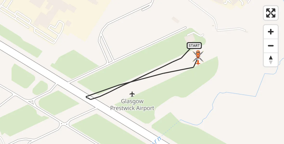 Flight route Coastguard Helicopter Glasgow Prestwick Airport - Glasgow Prestwick Airport, 17 July 2026, 13:58