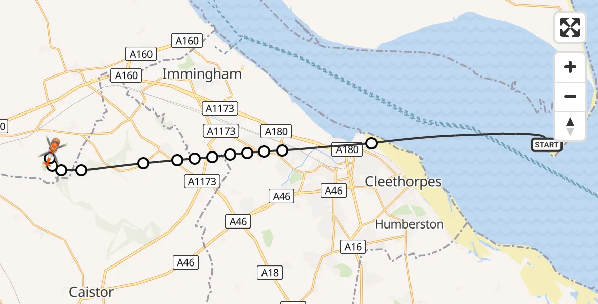 Flight route Coastguard Helicopter North Sea - Humberside Airport, 17 July 2026, 15:33