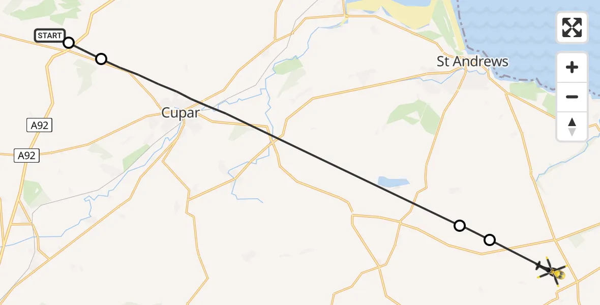 Flight route Police Helicopter Ayton Smiddy - Anstruther, 17 July 2026, 17:12