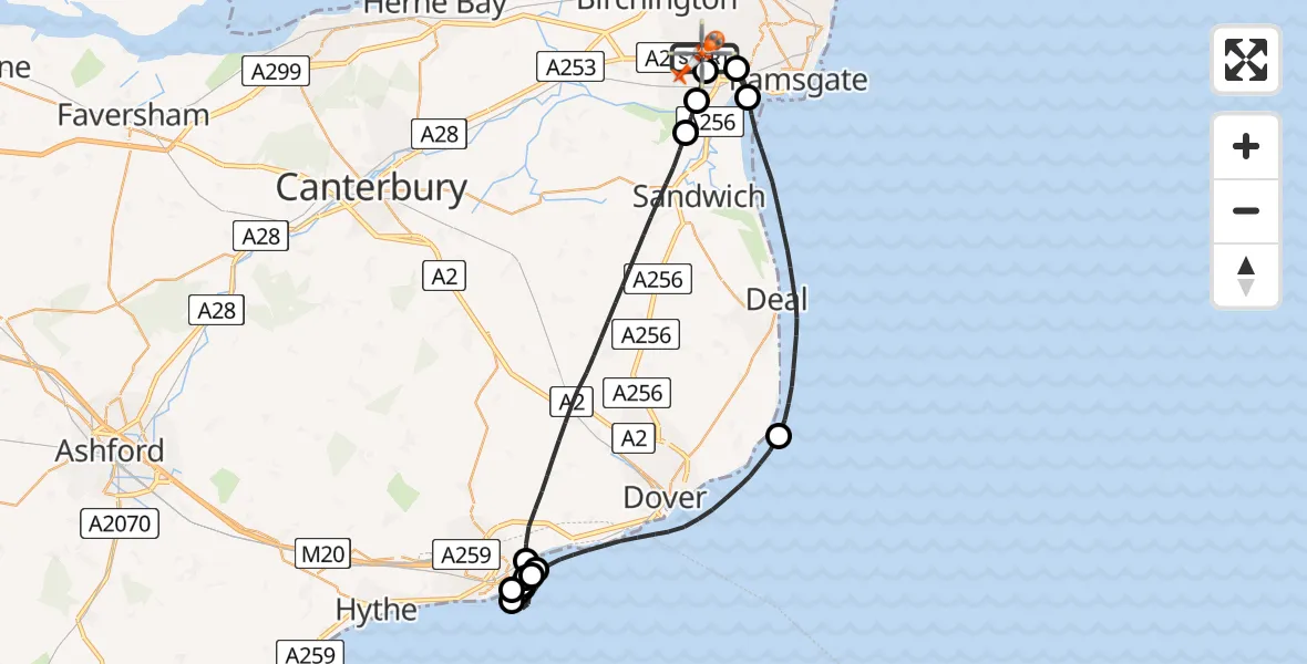 Flight route Coastguard Helicopter Manston Airport - Manston Airport, 17 July 2026, 17:34