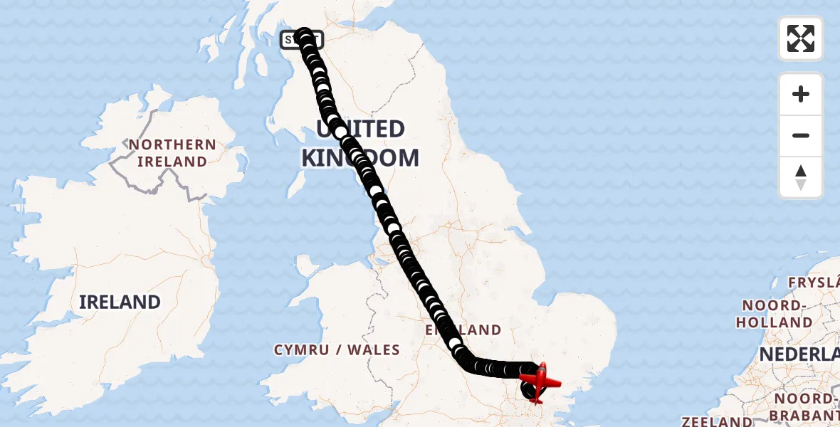 Flight route Air Ambulance Aircraft Glasgow Airport - London Stansted Airport, 18 July 2026, 08:39