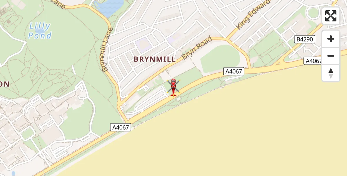Flight route Air Ambulance Helicopter Brynmill - Brynmill, 18 July 2026, 09:09