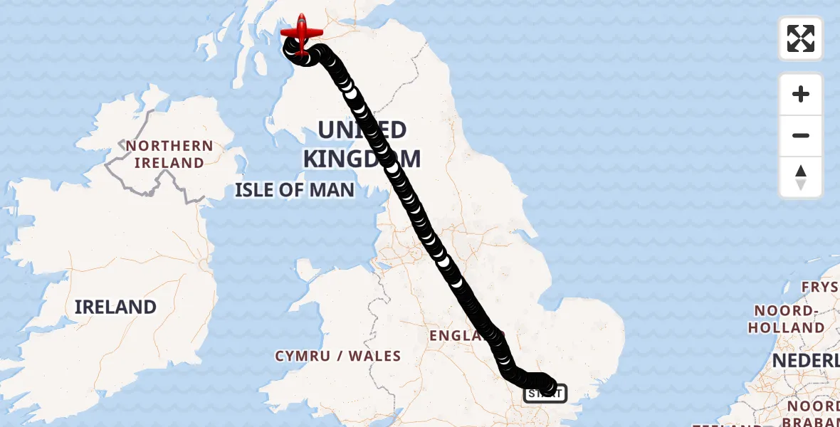 Flight route Air Ambulance Aircraft London Stansted Airport - Glasgow Airport, 18 July 2026, 11:01