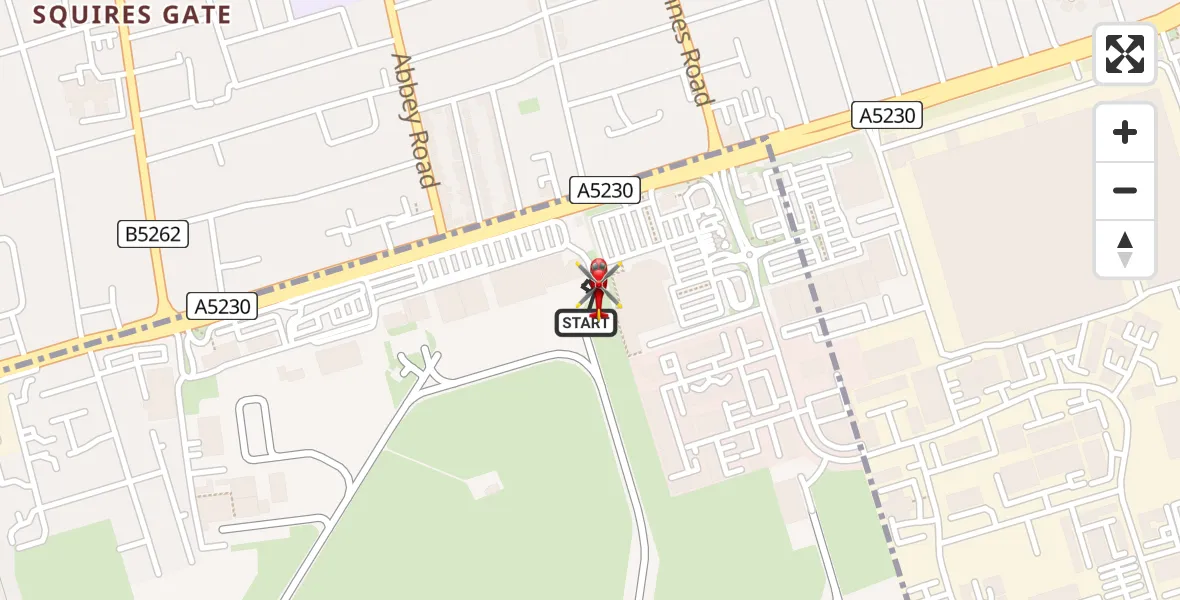 Flight route Air Ambulance Helicopter Blackpool Airport - Blackpool Airport, 18 July 2026, 12:14