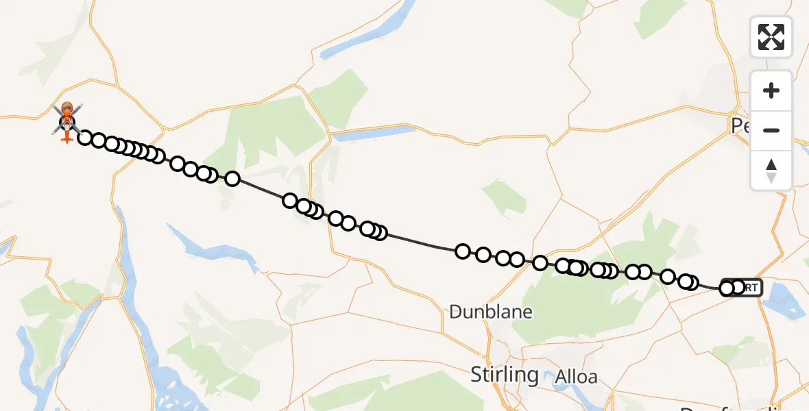 Flight route Coastguard Helicopter Balado Airfield - Stirling, 18 July 2026, 12:35
