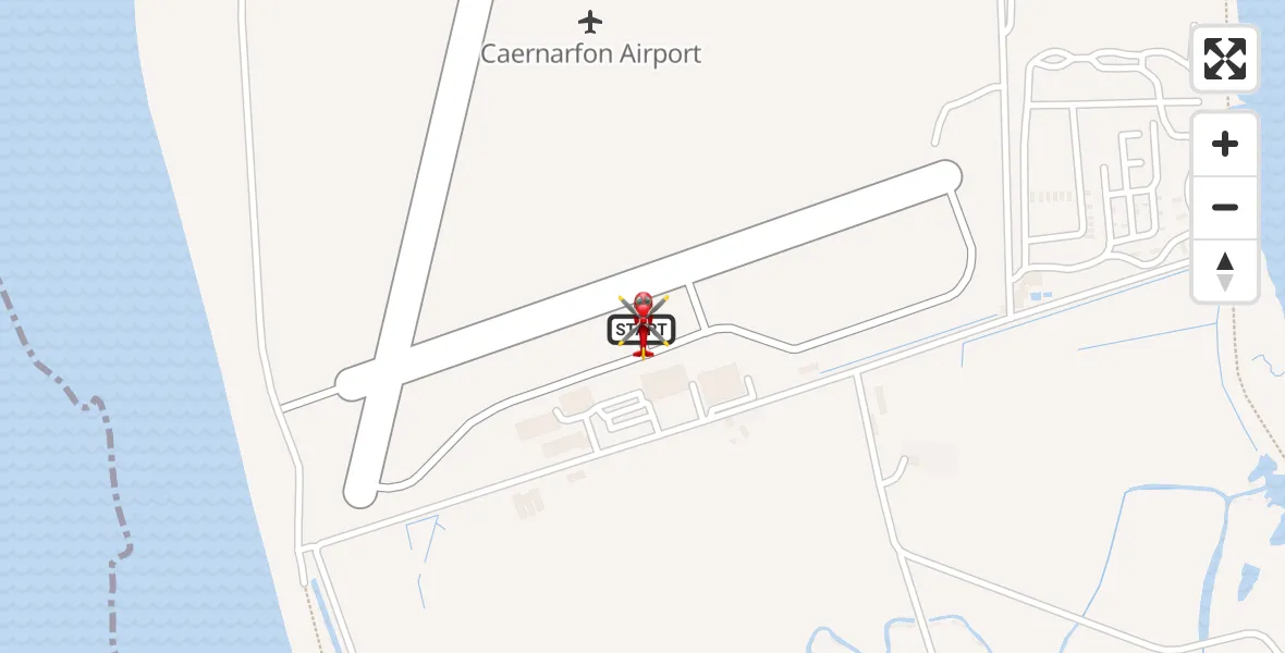Flight route Air Ambulance Helicopter Caernarfon Airport - Caernarfon Airport, 18 July 2026, 12:41