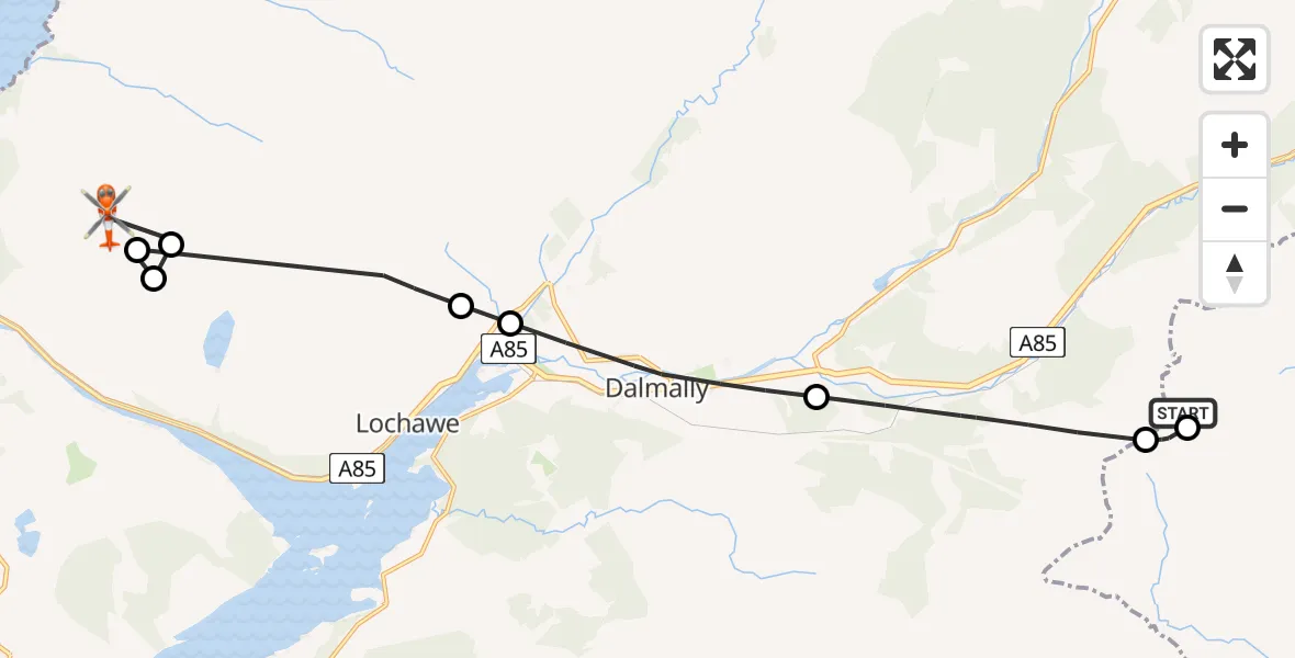 Flight route Coastguard Helicopter Stirling - Coire a`Bhachaill, 18 July 2026, 13:15