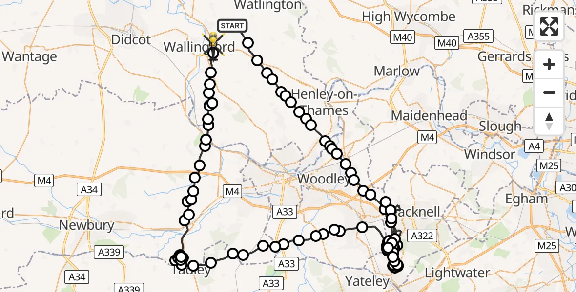 Flight route Police Helicopter Ewelme - Crowmarsh Gifford, 18 July 2026, 15:25