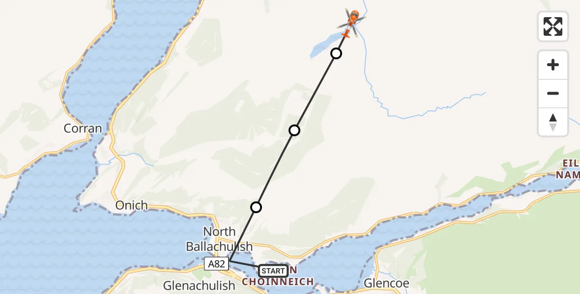 Flight route Coastguard Helicopter North Ballachulish - Highland, 18 July 2026, 16:04