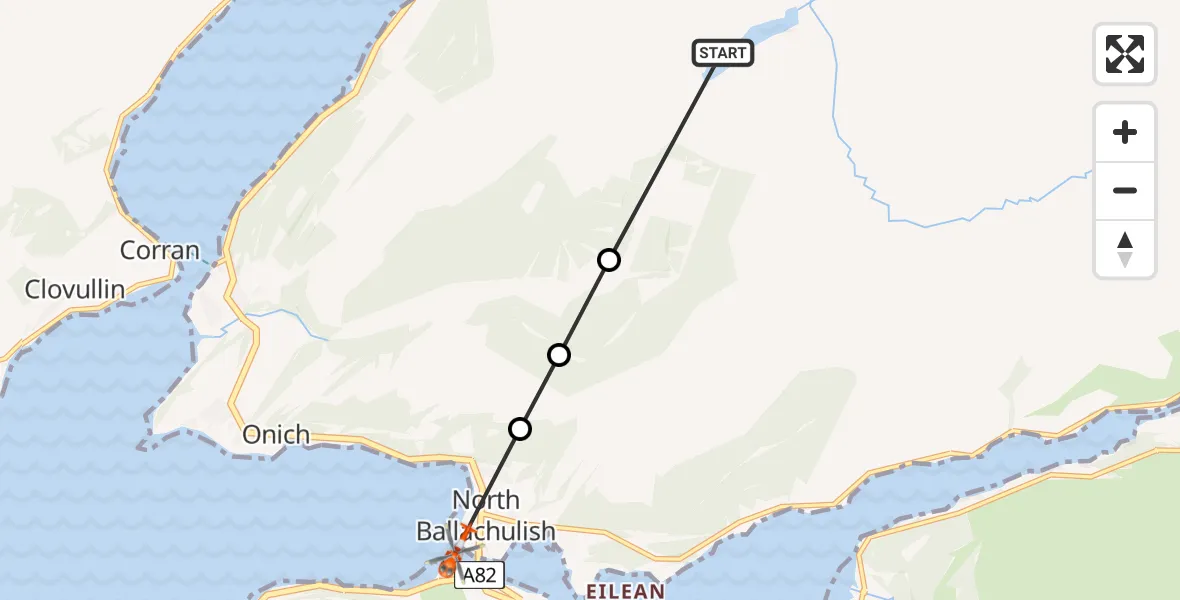 Flight route Coastguard Helicopter Sron Garbh - North Ballachulish, 18 July 2026, 17:00