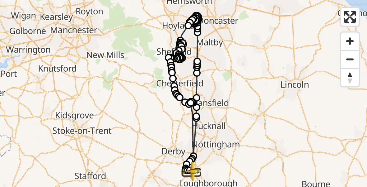 Flight route Police Aircraft East Midlands Airport - East Midlands Airport, 18 July 2026, 17:42
