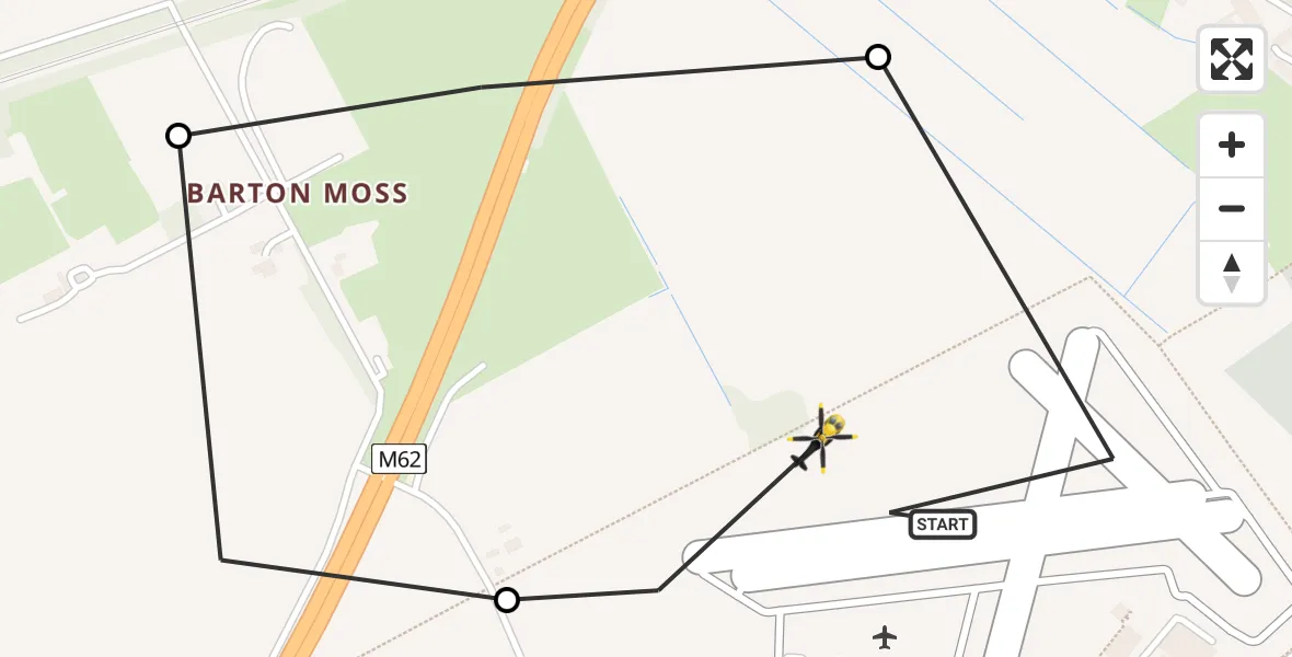 Flight route Police Helicopter Manchester Barton Aerodrome - Manchester Barton Aerodrome, 18 July 2026, 21:46