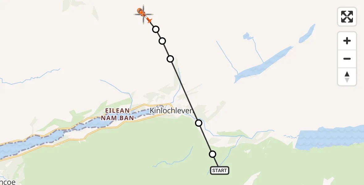 Flight route Coastguard Helicopter Coire Odhar-beag - Sron Core nan Cnamh, 18 July 2026, 21:48