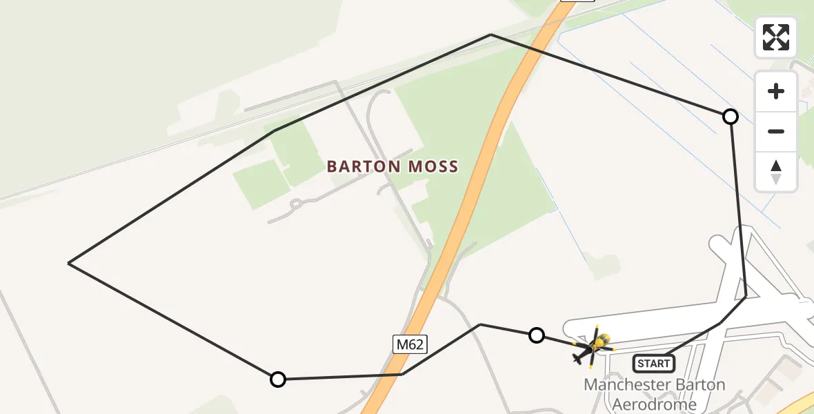 Flight route Police Helicopter Manchester Barton Aerodrome - Manchester Barton Aerodrome, 18 July 2026, 21:50