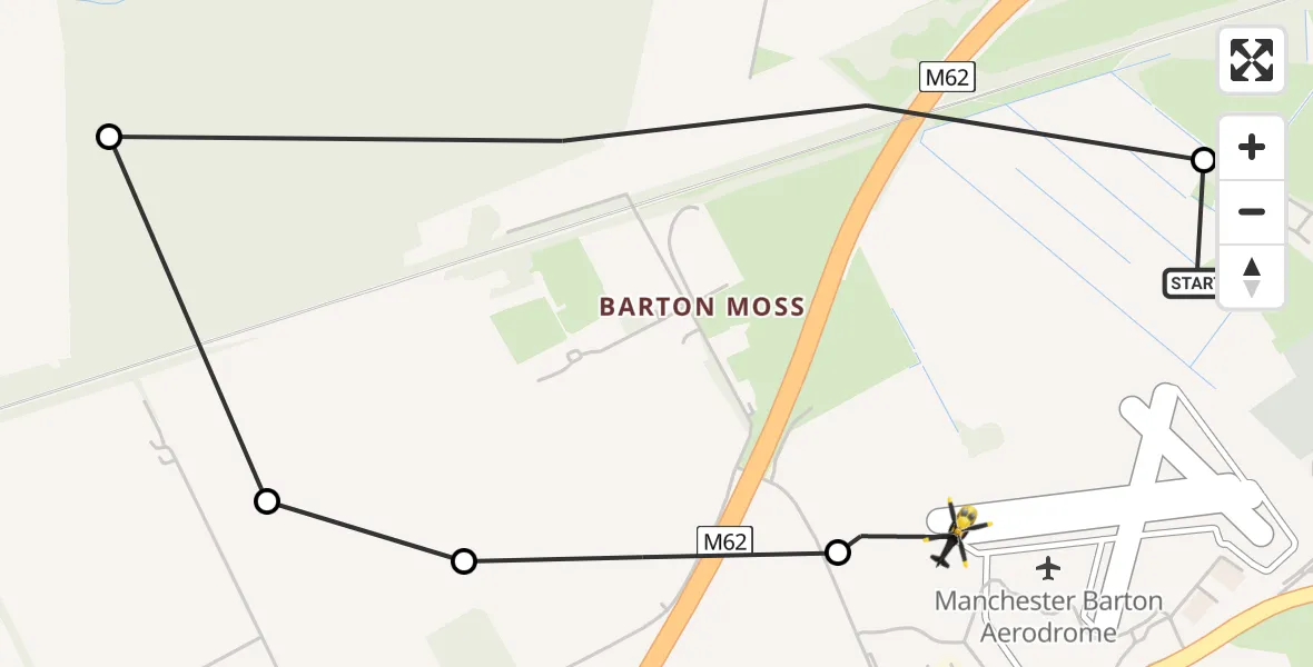 Flight route Police Helicopter Manchester Barton Aerodrome - Manchester Barton Aerodrome, 18 July 2026, 23:54