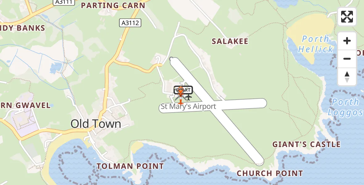 Flight route Coastguard Helicopter St. Mary's Airport - St. Mary's Airport, 19 July 2026, 00:43