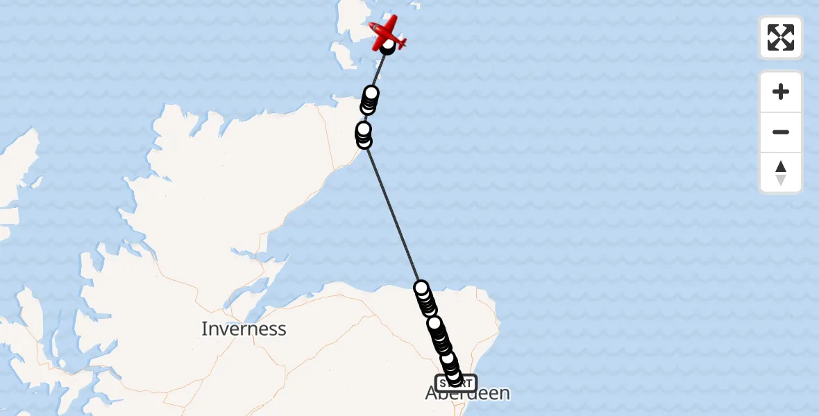 Flight route Air Ambulance Aircraft Aberdeen International Airport - Tankerness, 19 July 2026, 07:43