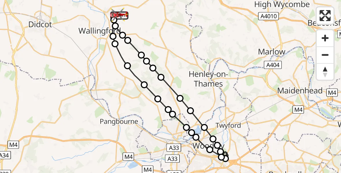 Flight route Air Ambulance Helicopter RAF Benson - RAF Benson, 19 July 2026, 08:52