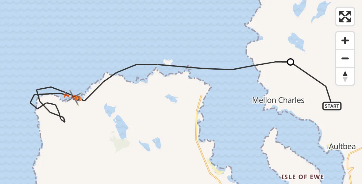 Flight route Coastguard Helicopter Aultbea - Inner Seas, 19 July 2026, 09:22