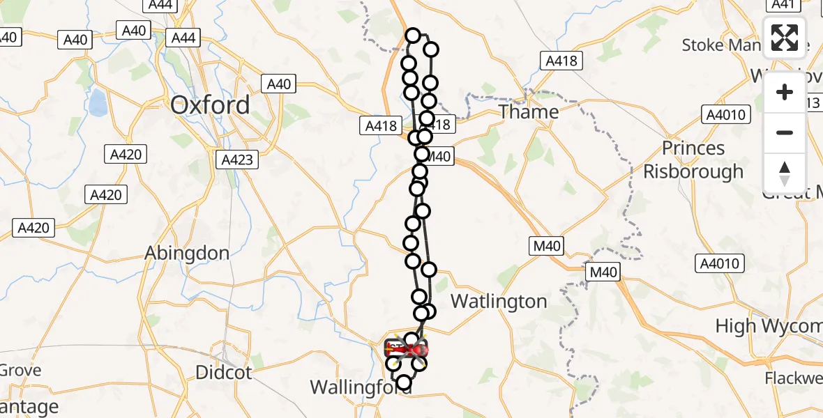 Flight route Air Ambulance Helicopter RAF Benson - RAF Benson, 19 July 2026, 09:45