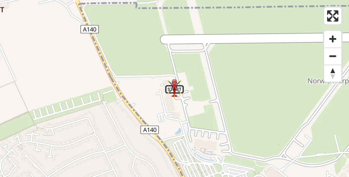 Flight route Air Ambulance Helicopter Norwich Airport - Norwich Airport, 19 July 2026, 10:15