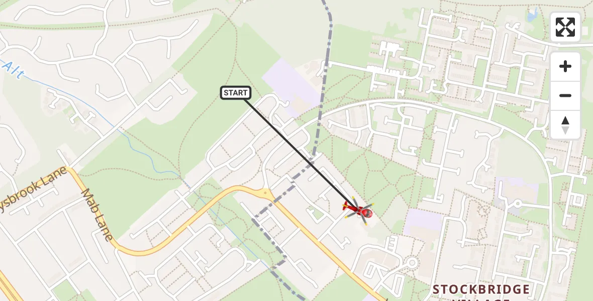 Flight route Air Ambulance Helicopter Croxteth - Knowsley, 19 July 2026, 10:45