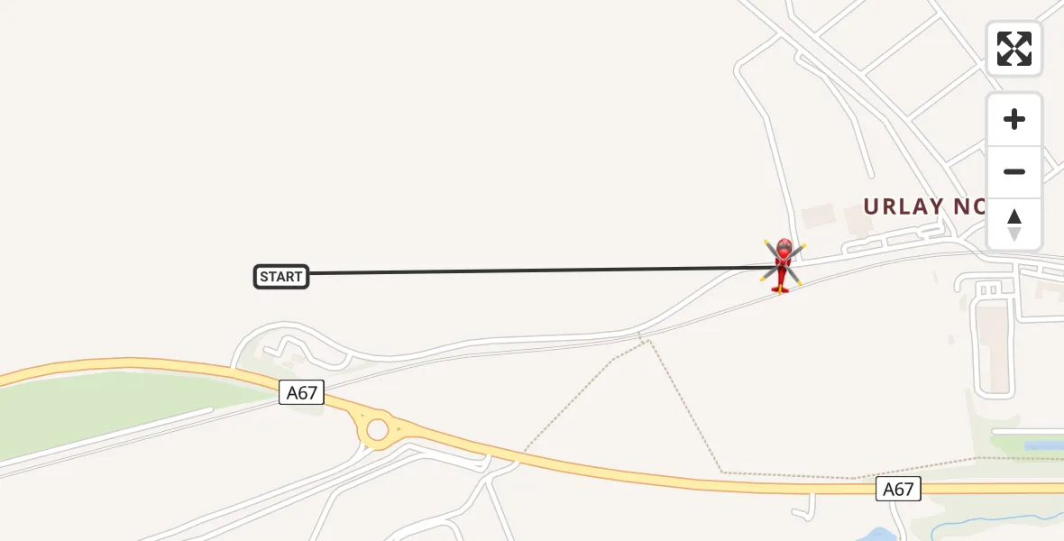 Flight route Air Ambulance Helicopter Longnewton - Egglescliffe, 19 July 2026, 11:30