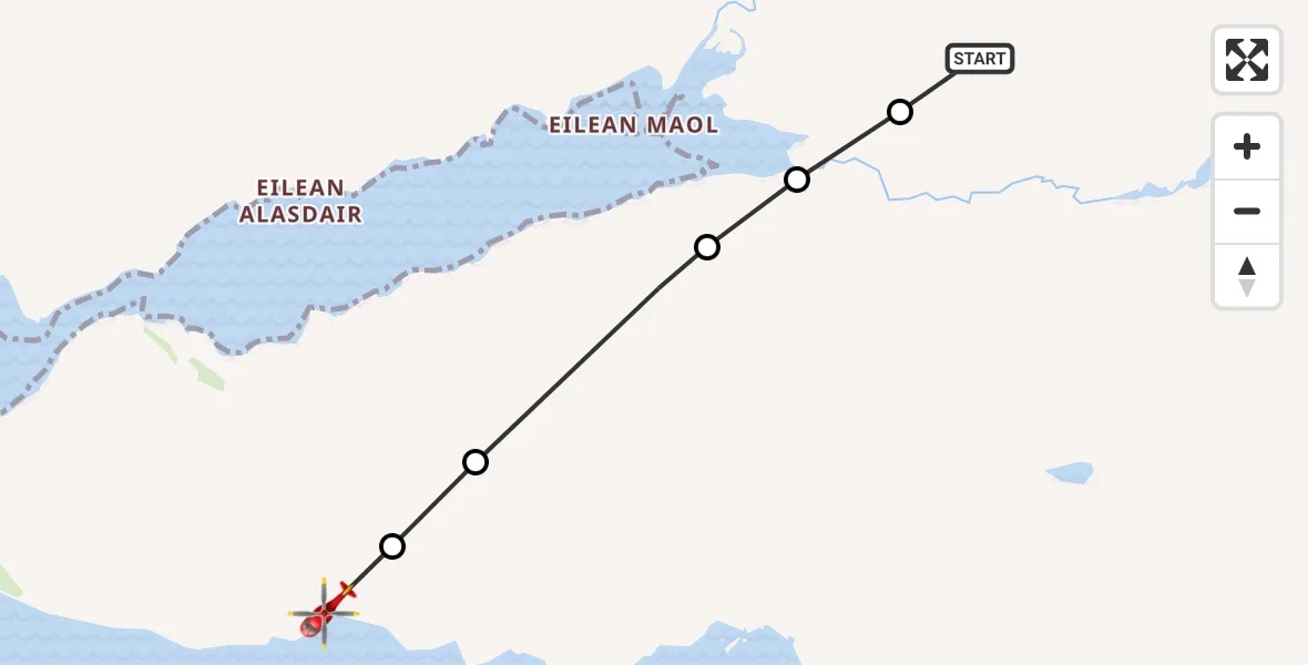 Flight route Air Ambulance Helicopter Màm na Cloich' Airde - An Romasaig, 19 July 2026, 11:36