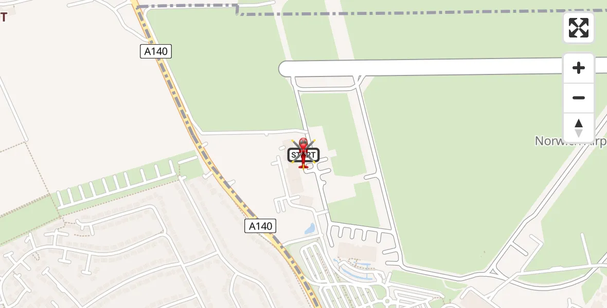 Flight route Air Ambulance Helicopter Norwich Airport - Norwich Airport, 19 July 2026, 12:37