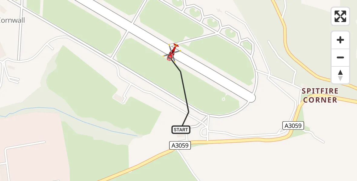 Flight route Air Ambulance Helicopter Cornwall Airport Newquay - Cornwall Airport Newquay, 19 July 2026, 14:55