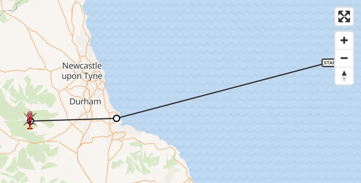 Flight route Air Ambulance Helicopter North Sea - Forest and Frith, 19 July 2026, 15:10