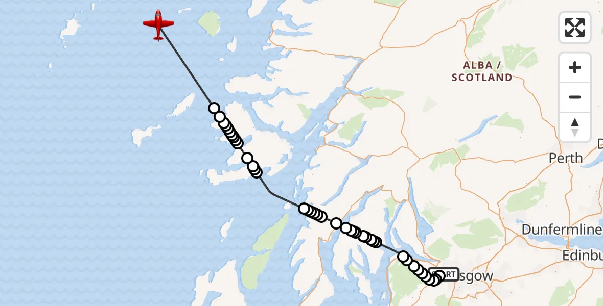 Flight route Air Ambulance Aircraft Glasgow Airport - Inner Seas, 19 July 2026, 15:21