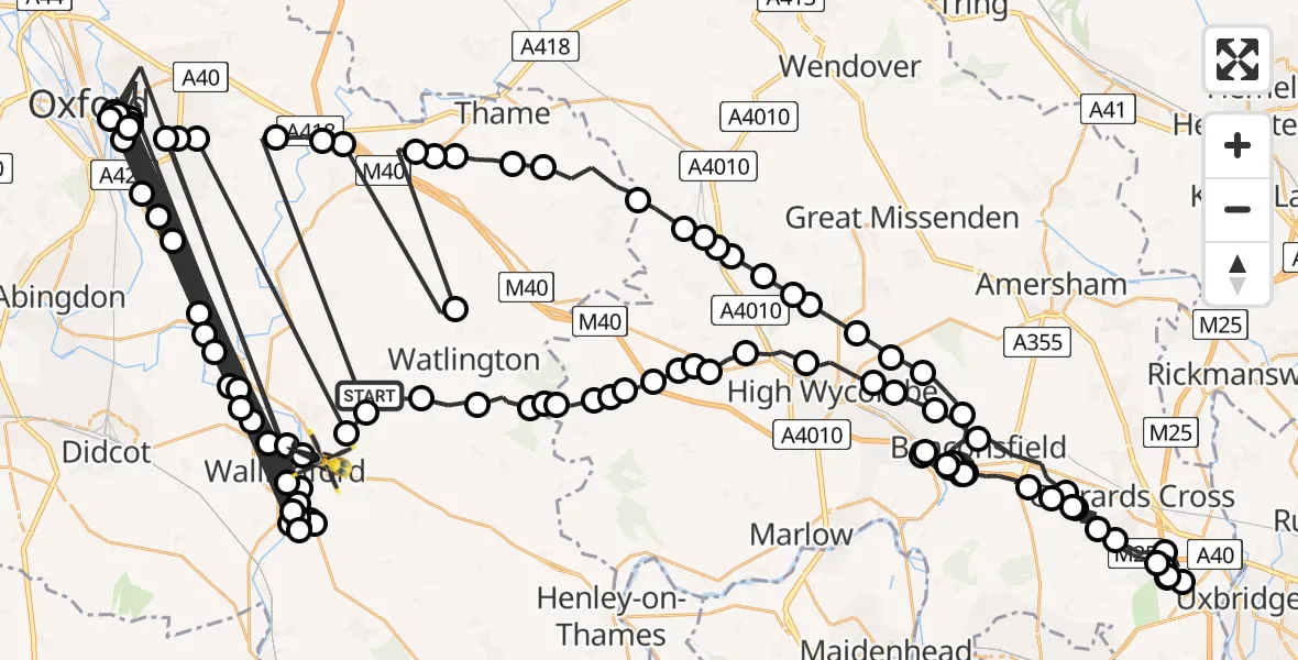 Flight route Police Helicopter Ewelme - Crowmarsh Gifford, 19 July 2026, 15:27