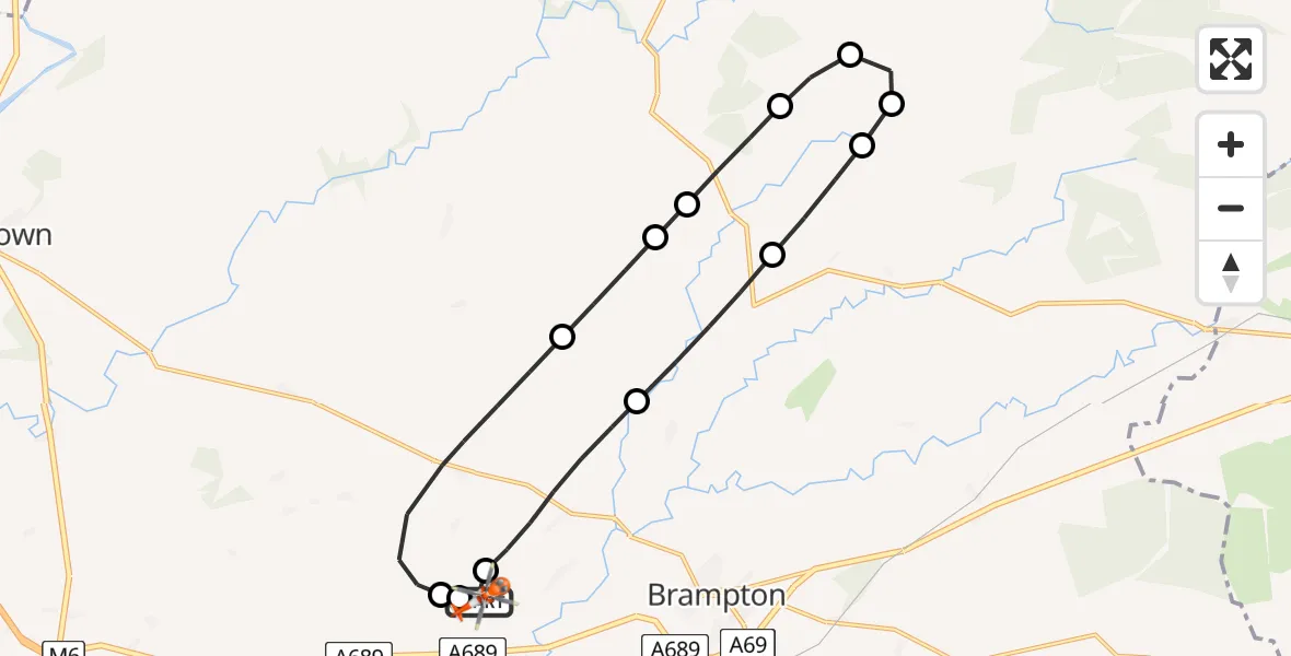 Flight route Coastguard Helicopter Carlisle Lake District Airport - Carlisle Lake District Airport, 19 July 2026, 15:44