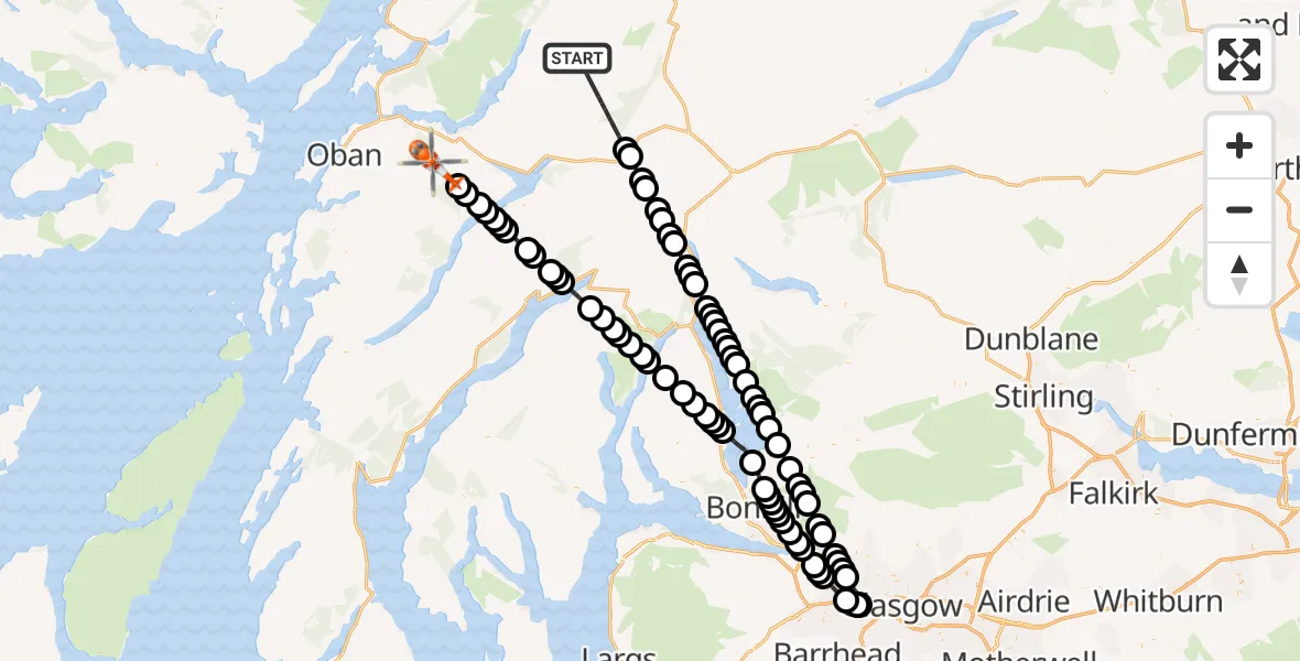 Flight route Coastguard Helicopter Argyll and Bute - Argyll and Bute, 19 July 2026, 16:43