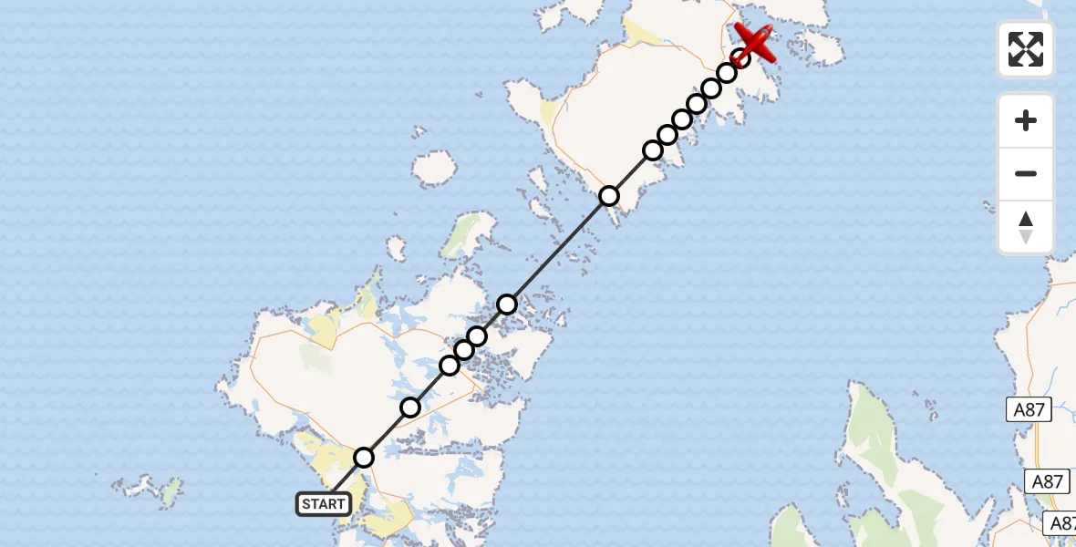 Flight route Air Ambulance Aircraft North Atlantic Ocean - Ard Mhiabhaig, 19 July 2026, 17:01