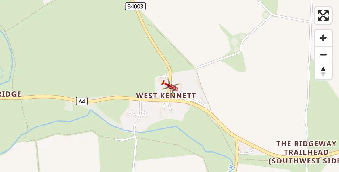 Flight route Air Ambulance Helicopter Avebury - Avebury, 19 July 2026, 18:27