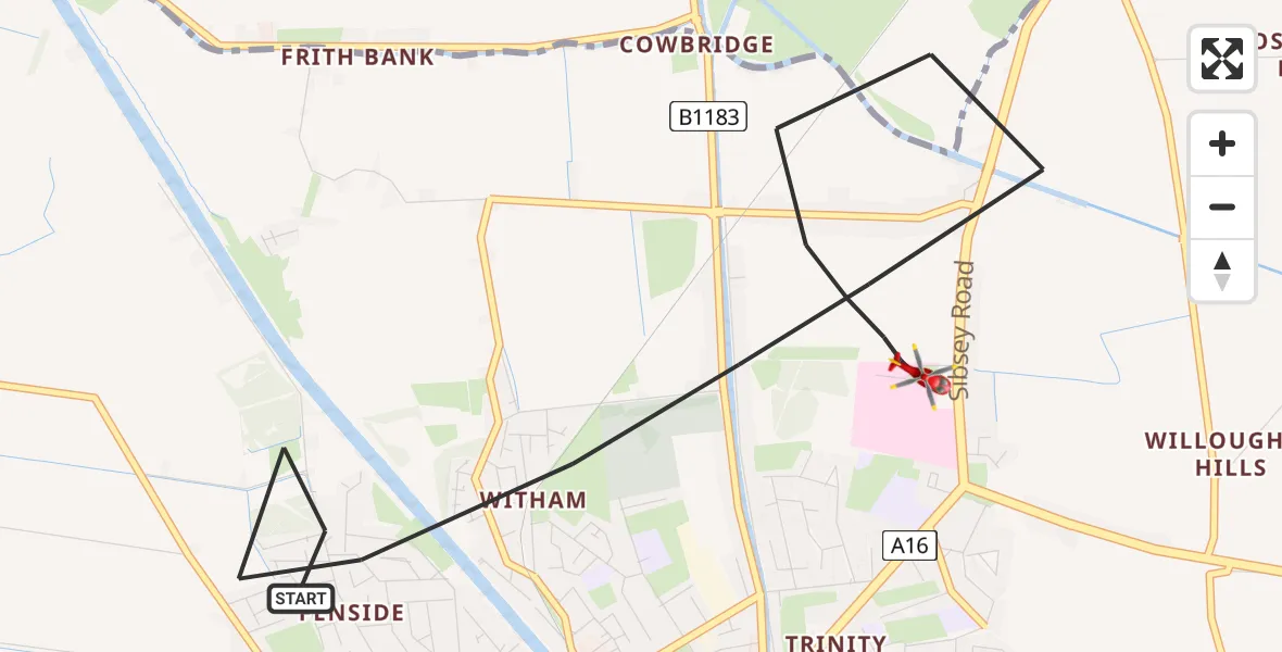 Flight route Air Ambulance Helicopter Boston - Boston, 19 July 2026, 18:39