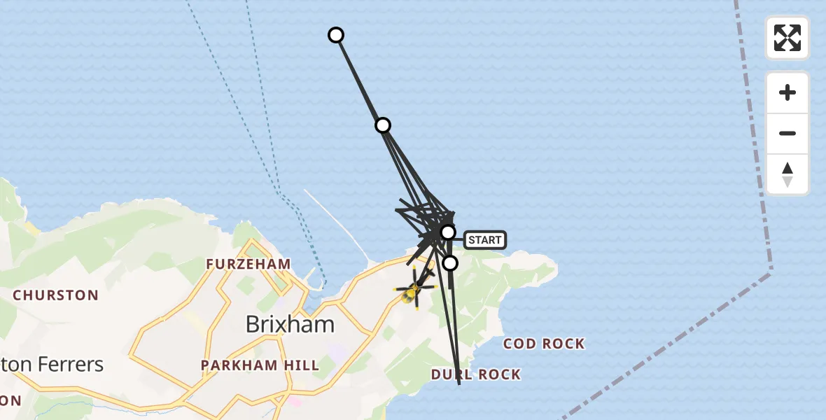 Flight route Police Helicopter Brixham - Brixham, 19 July 2026, 20:21
