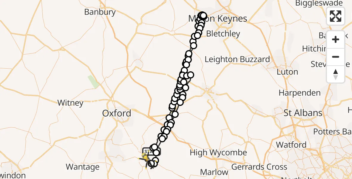 Flight route Police Helicopter Ewelme - Crowmarsh Gifford, 19 July 2026, 21:09