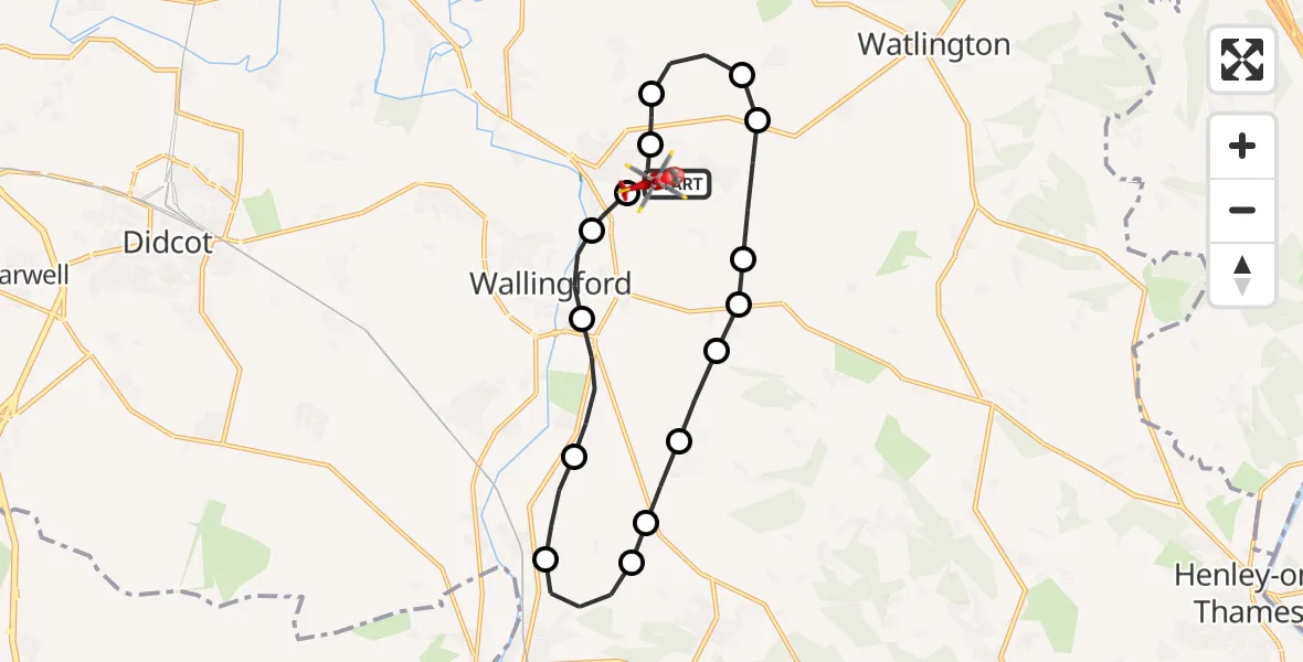 Flight route Air Ambulance Helicopter RAF Benson - RAF Benson, 20 July 2026, 07:45
